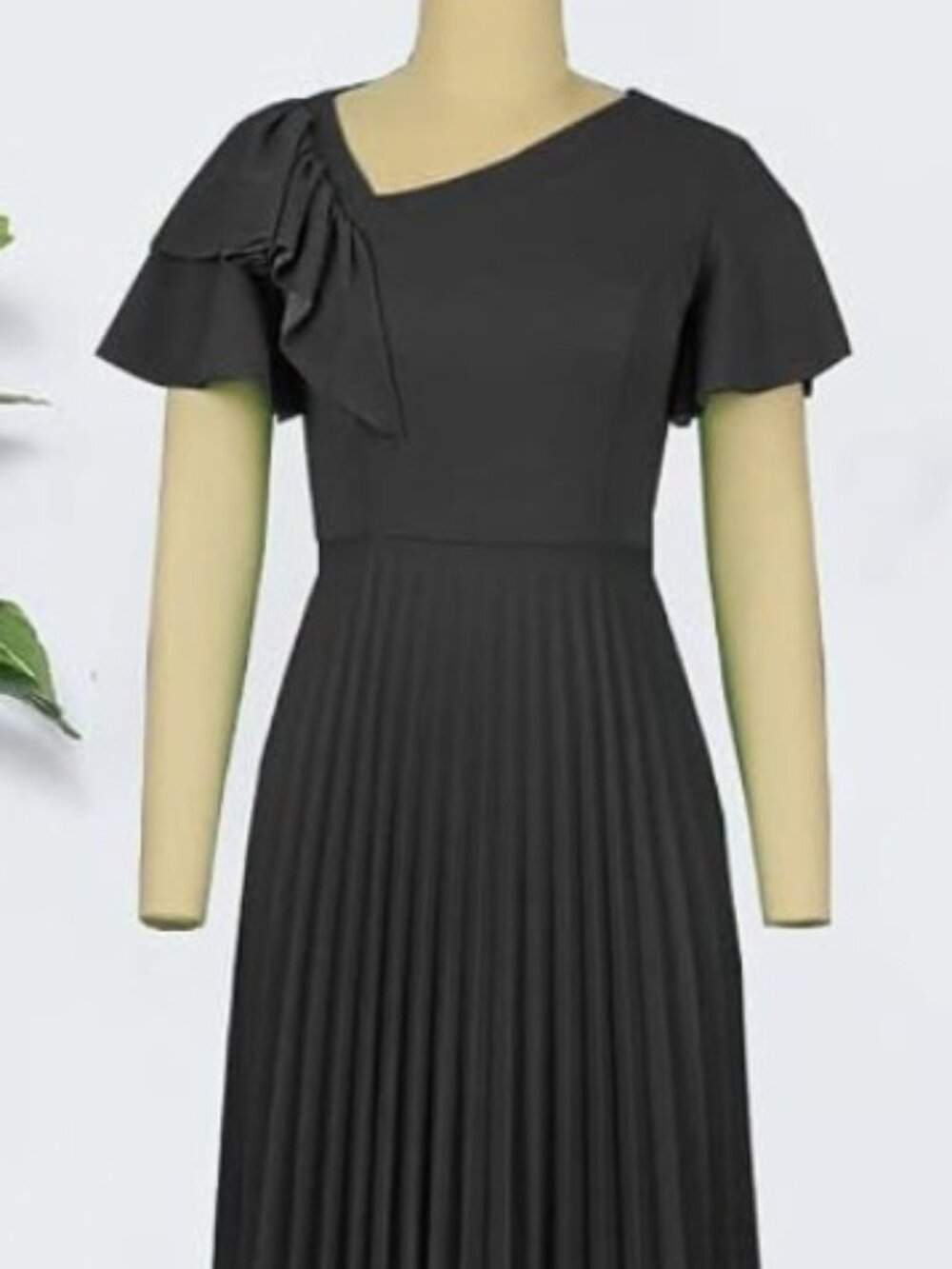 AOMEI Asymmetrical Pleated Hem Dress